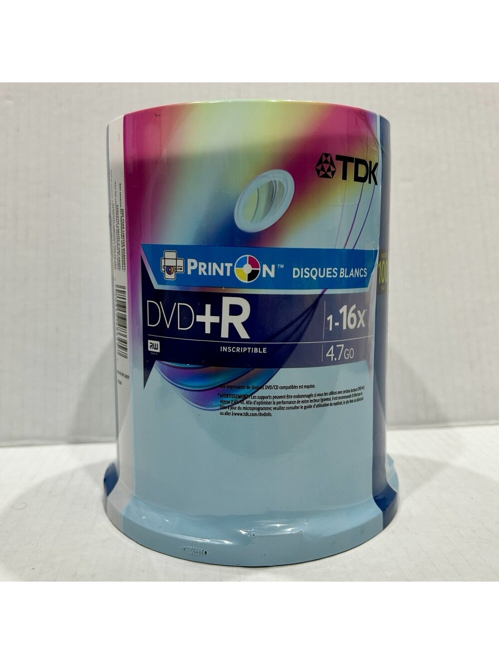 TDK DVD-R Blank Media Discs 100 Pack Spindle 4.7GB 16x Printable White New